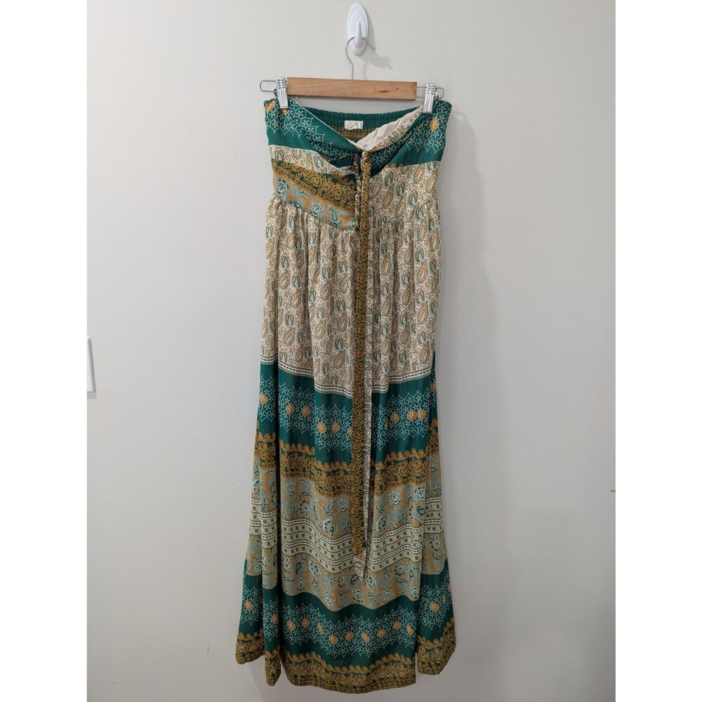 TINY Anthropologie Green Paisley Twist Halter Maxi Dress - Picture 4 of 8